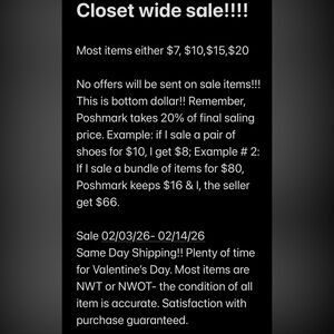 Sale Notice Sign - No Offers on Sale Items. Closet wide Sale!!!